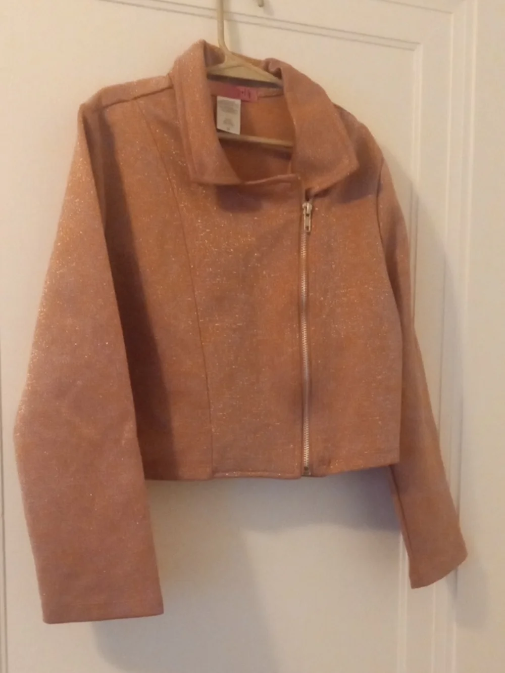 Sparkle Crop Jacket in Blush Pink girl 12